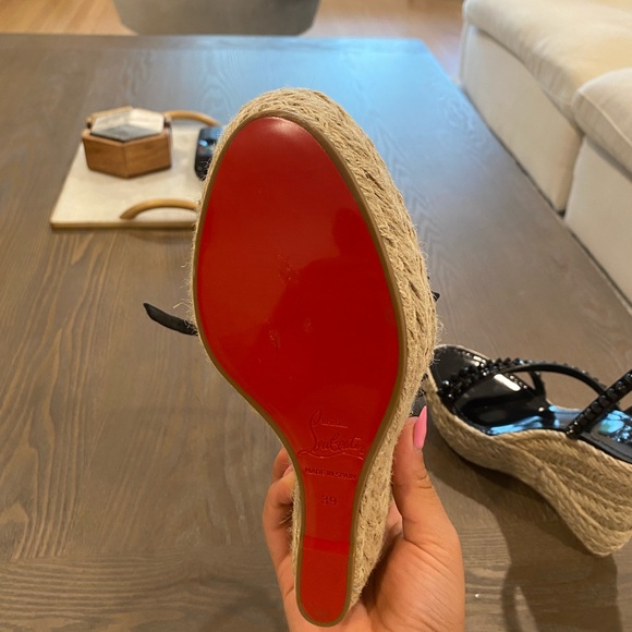 Christian Louboutin Mafaldina Spike Red Sole Wedge Espadrilles - Picture 8 of 8